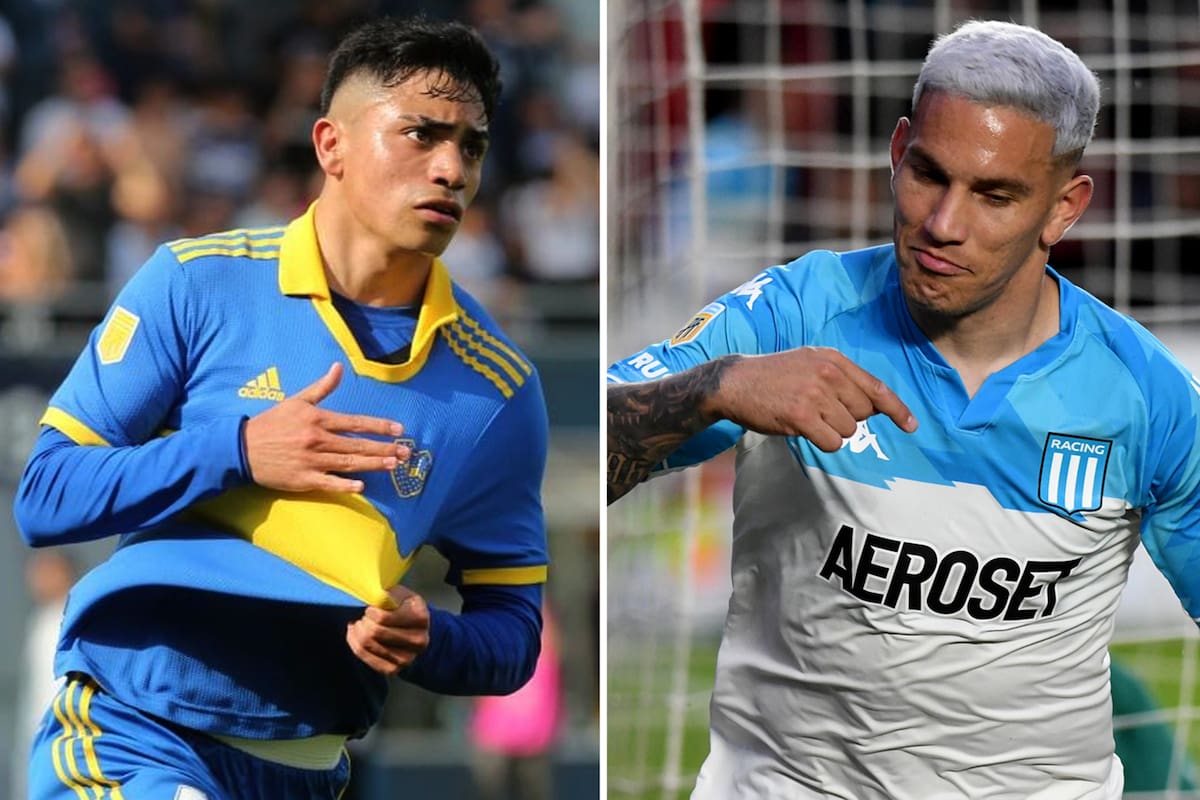 Luca Langoni y Enzo Copetti, protagonistas de Boca y Racing, que dirimirán el título de campeón de la Liga Profesional en sendos cruces con Independiente y River.