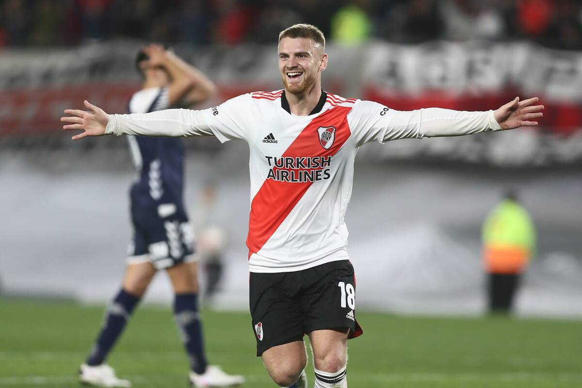 Lucas Beltrán, el grito de gol de River, que se proyecta como titular para el próximo domingo ante Boca