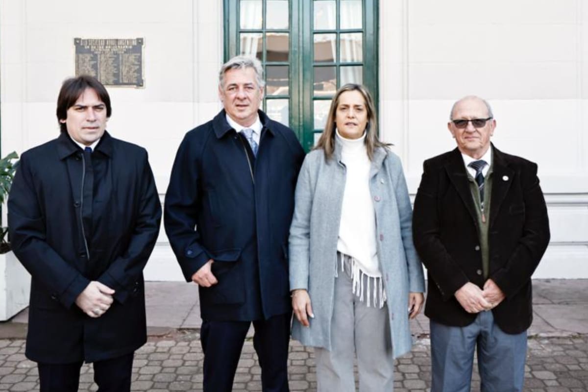 Lucas Magnano, presidente de Coninagro; Nicolás Pino, presidente de la Sociedad Rural Argentina (SRA); Andrea Sarnari, presidenta de la Federación Agraria Argentina (FAA); y Carlos Castagnani, presidente de Confederaciones Rurales Argentinas (CRA)