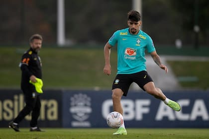 Lucas Paquetá, jugador de la selección de Brazil. entrenamiento.