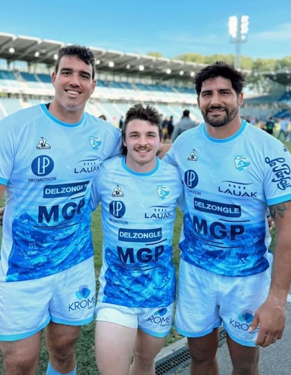Lucas Paulos, Mateo Carreras y Rodrigo Bruni en Bayonne. Foto: IG belumiguez