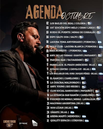 Lucas Sugo confirmó sus shows para octubre con el mensaje "Por ella, por mi familia y por ustedes... Volvemos"