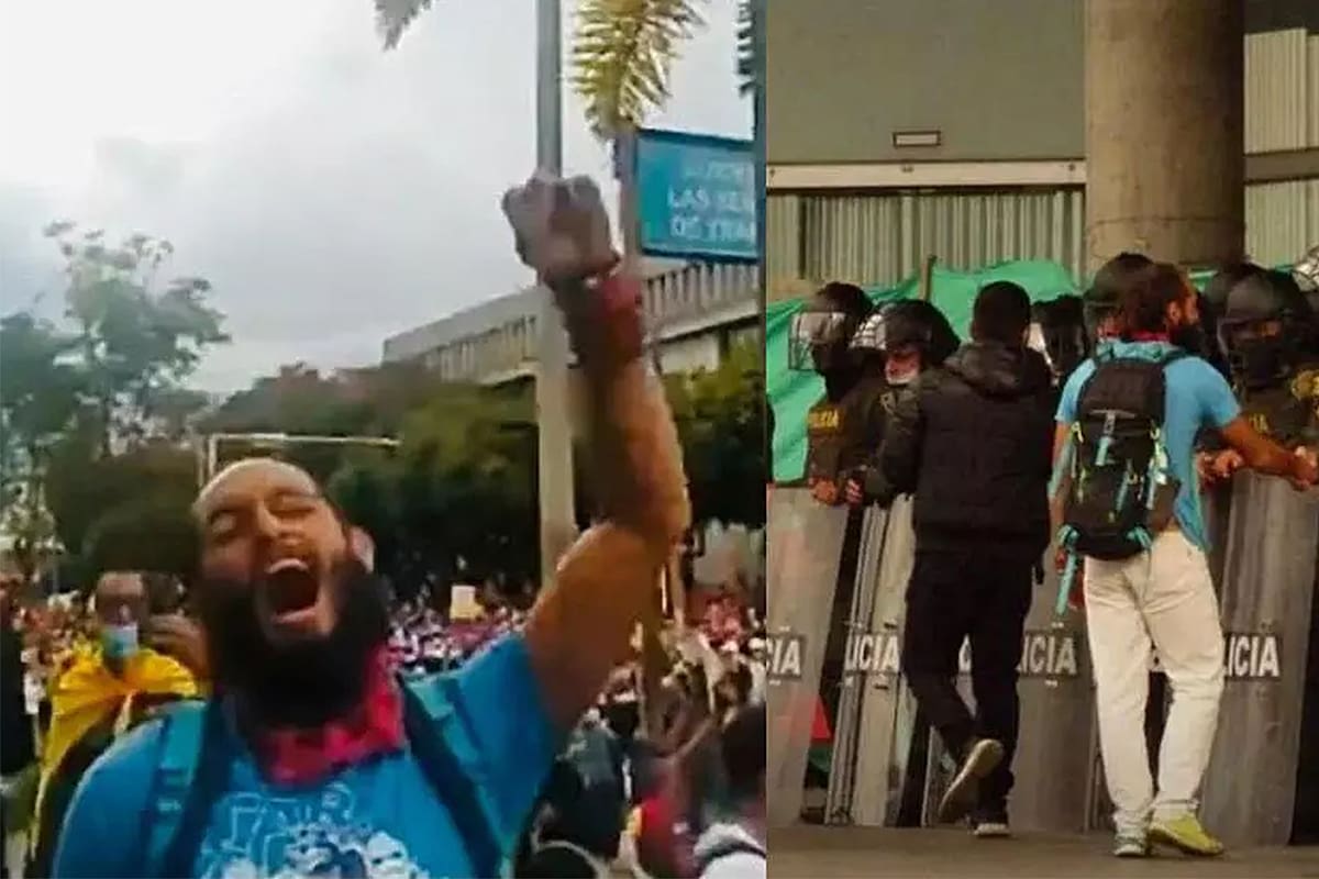 Lucas Villa durante una manifestación en Pereira, Colombia