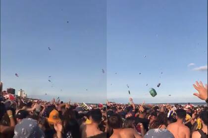 Lucas Vinielles publicó en su Twitter el video que deja en evidencia el descontrol que se vivió en la playa de Villa Gesell a los botellazos