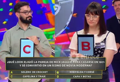 Lucas y Florencia se midieron en la gran final de Los 8 escalones y el becario del CONICET se quedó con el cheque (Foto: Captura eltrece)