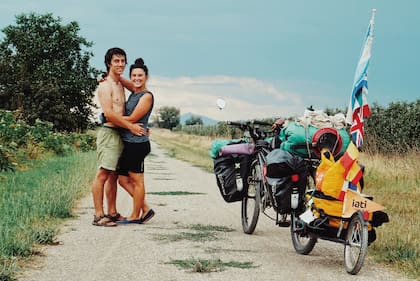 Lucía y Juan en Chiusi, Italia junto a la Tándem