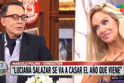 Luciana le advierte con la mirada a su amigo Polino que se pasó de la raya