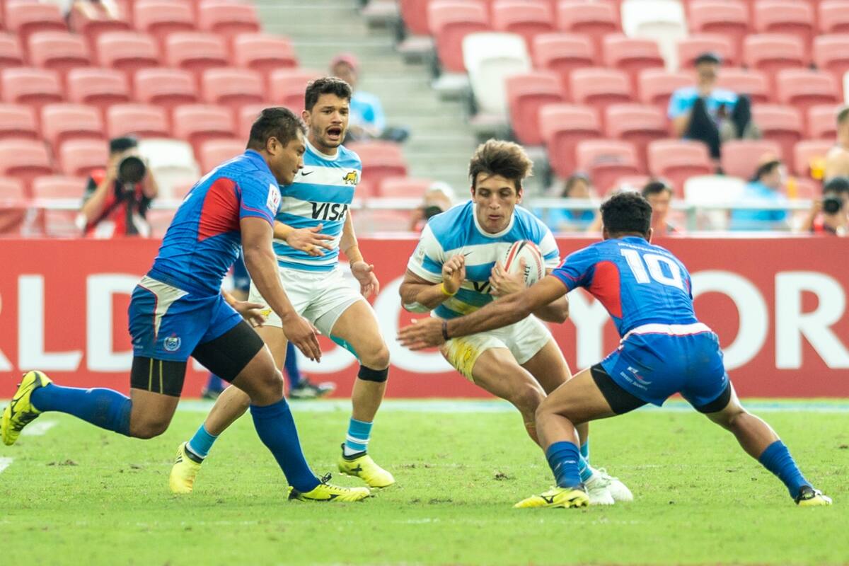 Luciano González en acción, uno de los integrantes de los Pumas 7 en la etapa de Londres