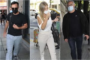 Luciano Pereyra, Chantal Abad y directivos de Telefe, en el último adiós a Gerardo Rozín (Foto: Gerardo Viercovich)