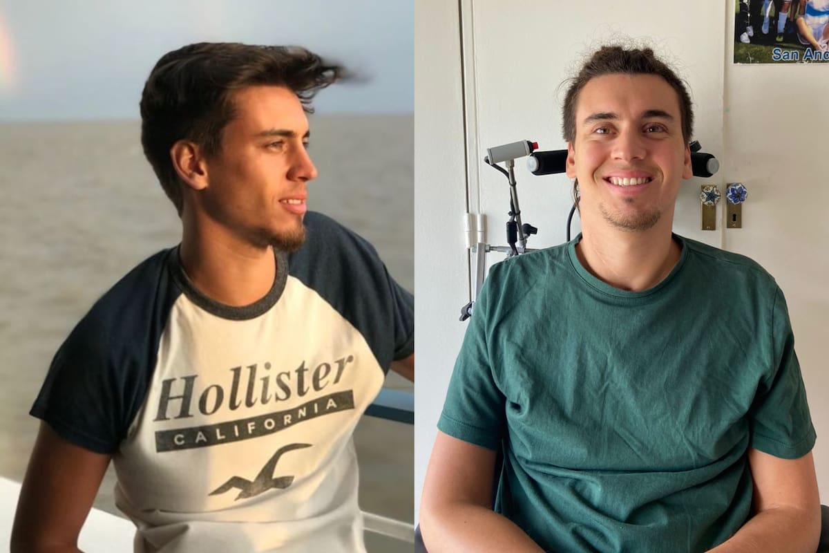 Luciano Puracchio tiene 27 años y, a causa de un accidente que sufrió en el año 2020, quedó cuadripléjico