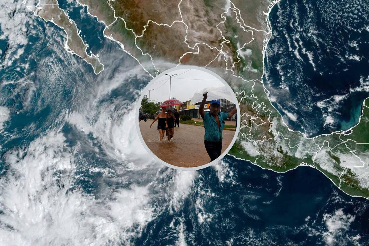 Luego de disiparse, la tormenta tropical John se reactivó en las últimas horas (Fotomontaje con imagen de archivo NOAA vía AP)