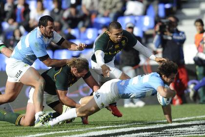 Una imagen de archivo de un partido de los Pumas y Springboks, ya en tiempos de Rugby Championship