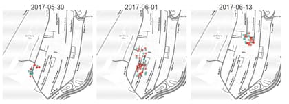 Lugares donde la pareja estuvo al mismo tiempo sin conocerse