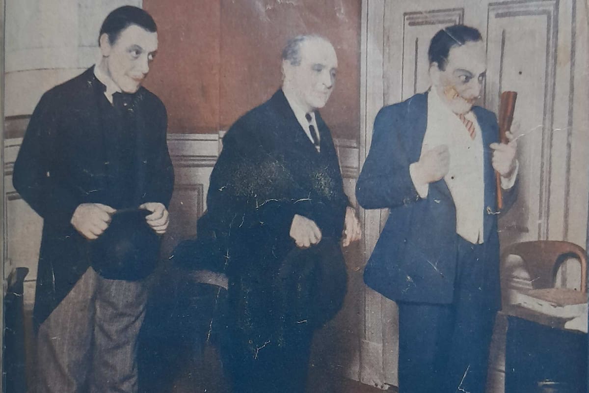 Luis Arata (izquierda) que interpretó la comedia Chacarero Criollo