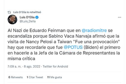 Luis D'Elia le dijo "nazi" a Eduardo Feinmann y el periodista le respondió