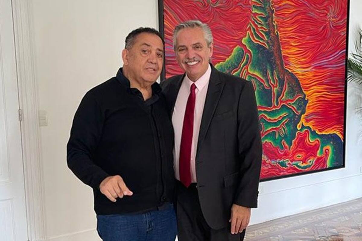 Luis D'Elía y Alberto Fernández en Olivos