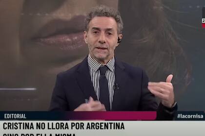 Luis Majul durante su editorial en LN+