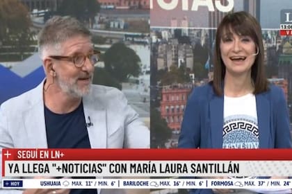 Luis Novaresio y María Laura Santillán
realizan el pase en vivo (Captura LN+)