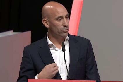 Luis Rubiales, durante su alocución en la Asamblea Extraordinaria de la RFEF
