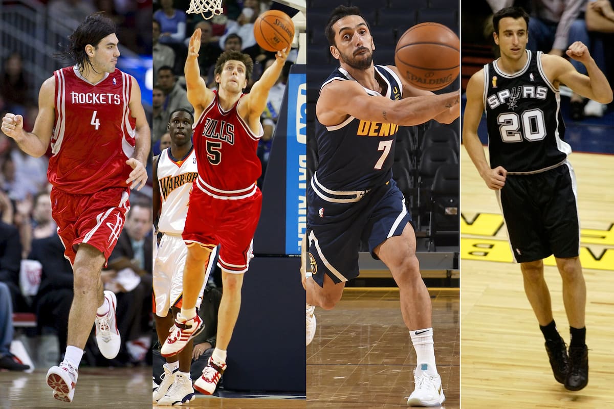 Luis Scola en Houston (2008). Andrés Nocioni en Chicago (2005), Facu Campazzo en Denver (2021) y Manu Ginóbili en San Antonio (2003)