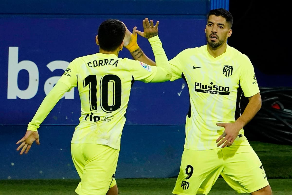 Luis Suarez festeja su gol Angel Correa