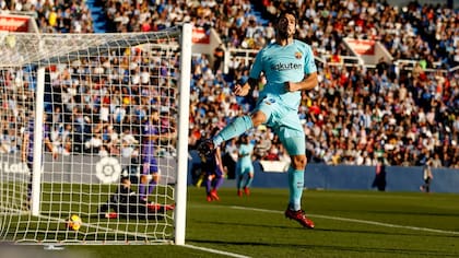Luis Suárez festeja su primer tanto ante Leganés