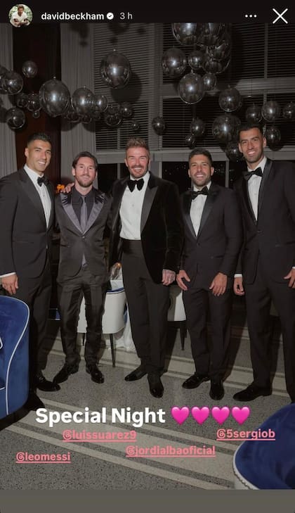 Luis Suárez, Lionel Messi, David Beckham, Jordi Alba y Sergio Busquets (Foto: Instagram @davidbeckham)