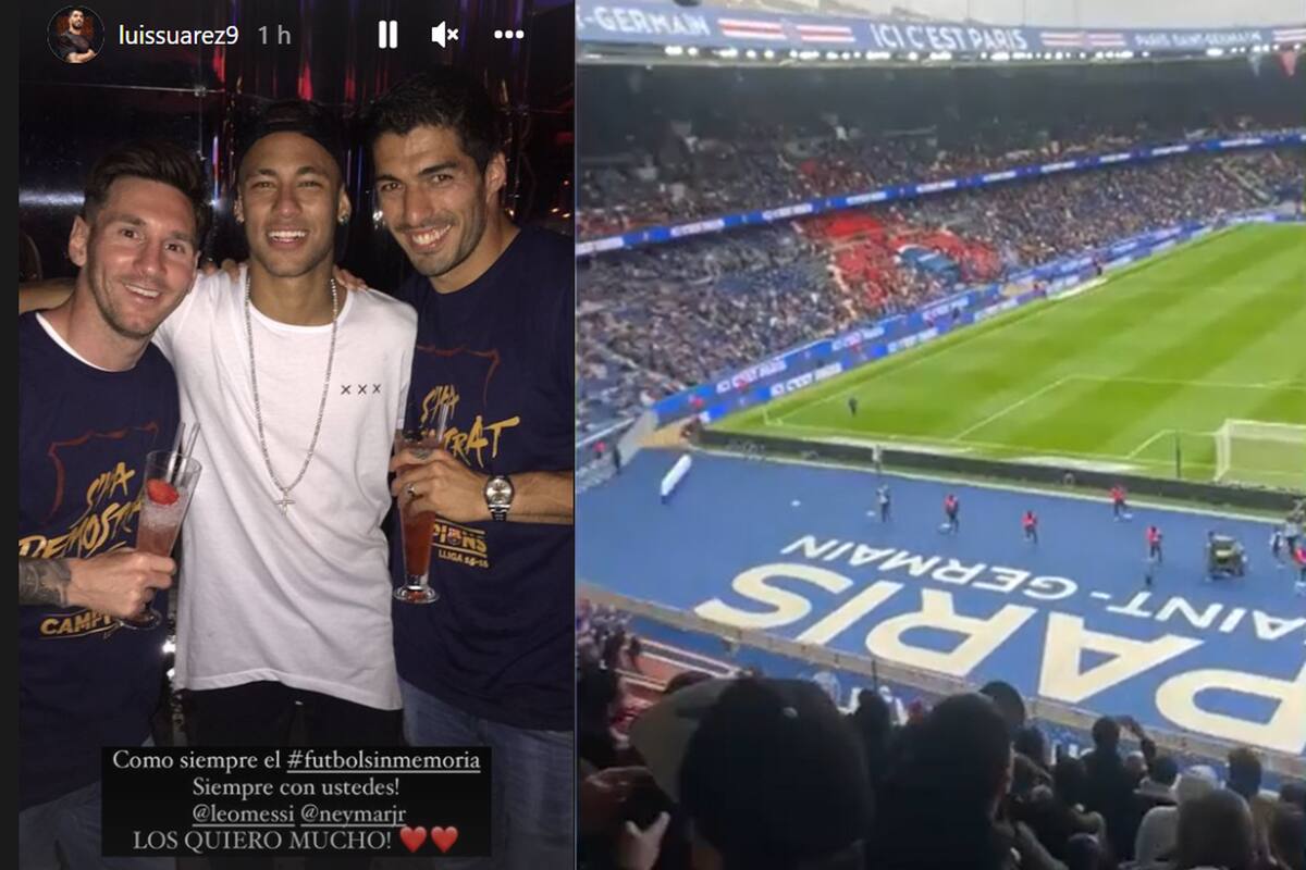 Luis Suárez y la foto que subió para mostrar su apoyo con Neymar y Messi, poco después de que los hinchas de PSG abuchearan a ambos
