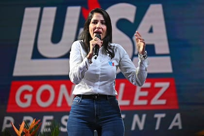 Luisa González, durante su cierre de campaña