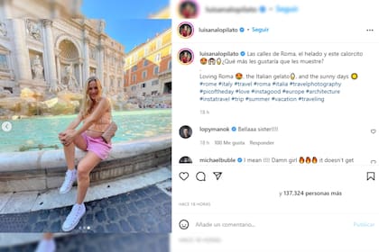 Luisana mostró su viaje a Roma (Foto Instagram @luisanalopilato)