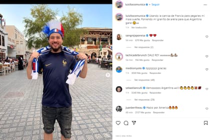 Luisito comunica usó la camiseta de Francia para alentar a la Argentina (Foto: Instagram @luisitocomunica)