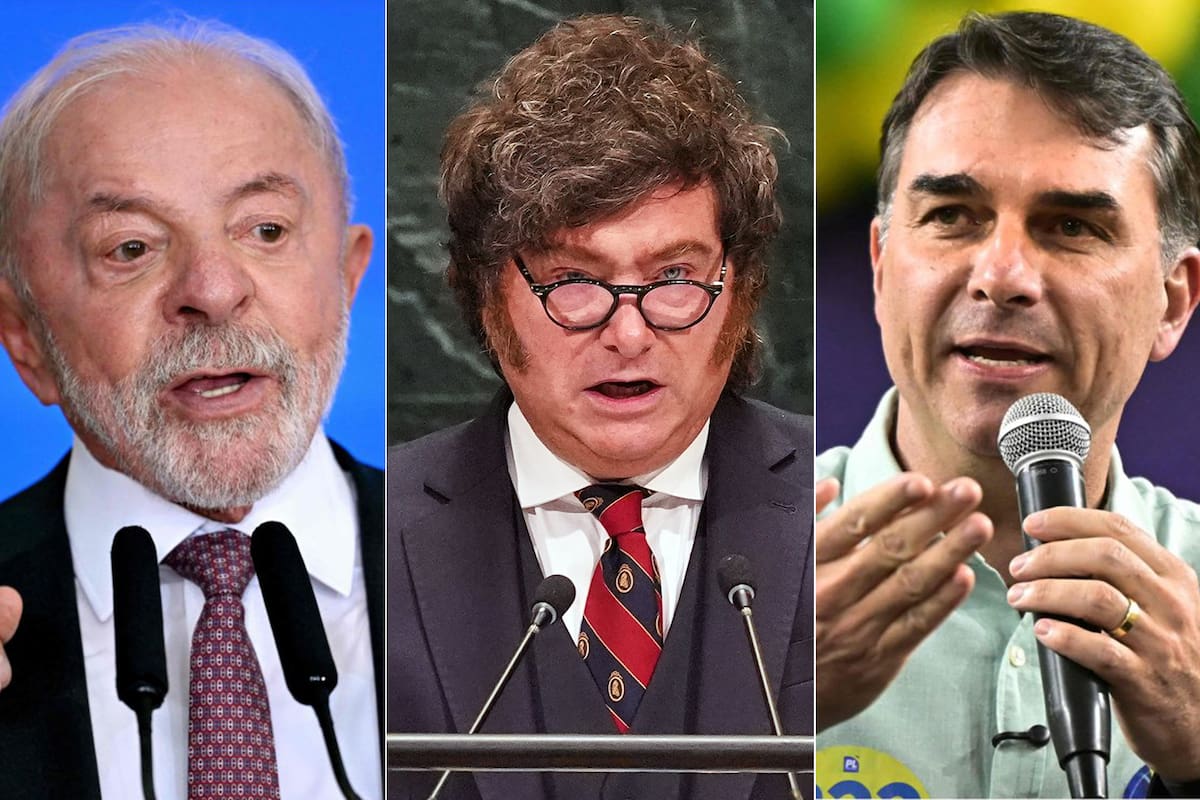 Lula Da Silva, Javier Milei y Flavio Bolsonaro