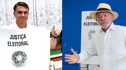 Lula y Flavio Bolsonaro votando