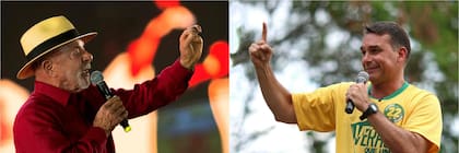 Lula y Flavio Bolsonaro en campaña a pocos días de la primera vuelta presidencial