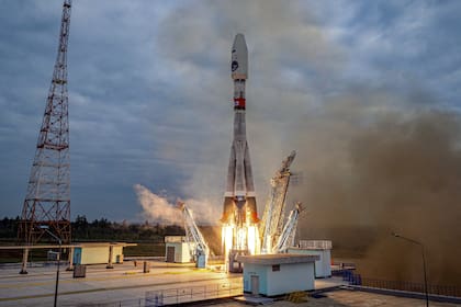 Luna-25 cuando despegó desde el puerto espacial ruso Vostochny