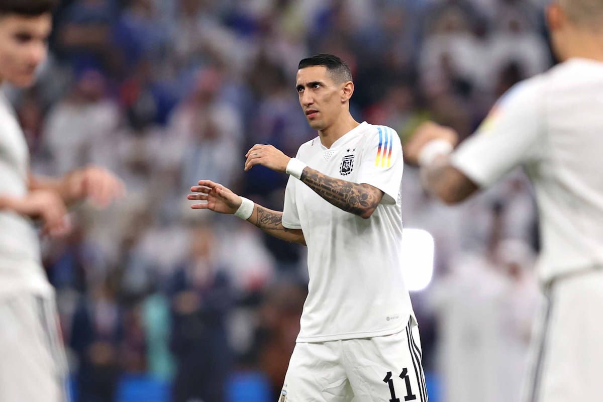 LUSAIL CITY, QATAR - DECEMBER 18: Angel Di Maria of Argentina warms up prior to the FIFA World Cup Qatar 2022 Final match between Argentina and France at Lusail Stadium on December 18, 2022 in Lusail City, Qatar. (Photo by Julian Finney/Getty Images)