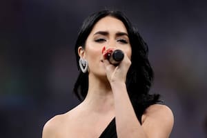LUSAIL CITY, QATAR - DECEMBER 18: Singer Lali Esposito sings their national anthem prior to the FIFA World Cup Qatar 2022 Final match between Argentina and France at Lusail Stadium on December 18, 2022 in Lusail City, Qatar. (Photo by Julian Finney/Getty Images)
