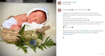 Luz Cipriota presentó a su hijo Lorenzo (Foto: Captura Instagram/@luzcipriota)