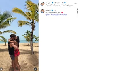 Luz Tito y Santiago 'Tato' Algorta a los besos en República Dominicana (Foto: Captura Instagram)