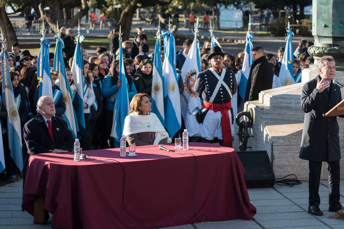 Macri, durante el acto por el Día de la Bandera en Rosario