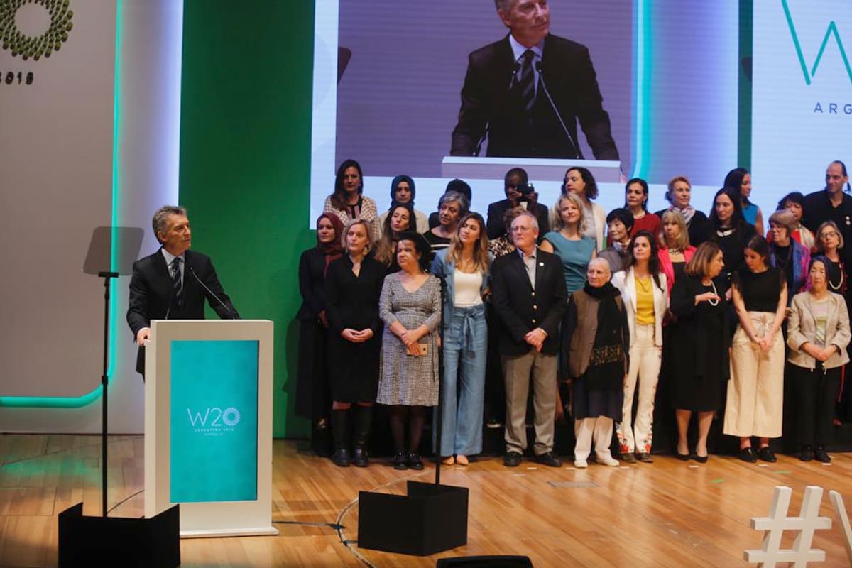 Macri, durante su discurso en la cumbre del W20