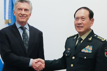 Macri y el ministro de Defensa de China, Wei Fenghe