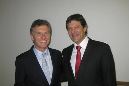 Macri y Haddad, en 2013, durante un encuentro de alcaldes