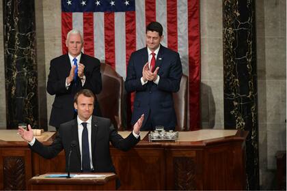 Macron dio un discurso en el Congreso norteamericano