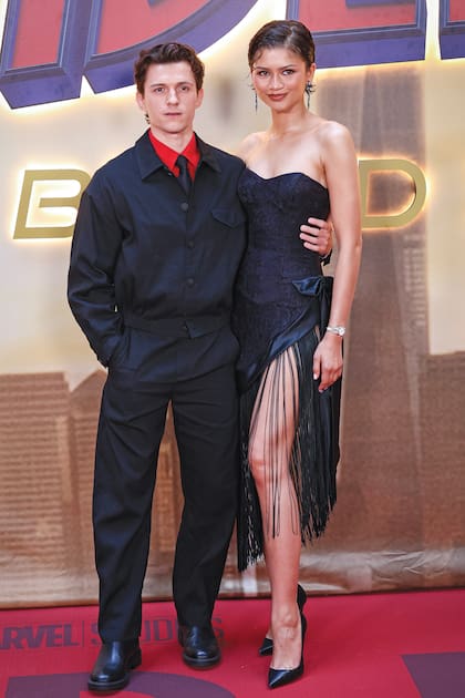 MADRID, SPAIN - JUNE 15: (L-R) Tom Holland and Zendaya attend the "Spider-Man: Brand New Day" photocall at Four Seasons Hotel on June 15, 2026 in Madrid, Spain. (Photo by Pablo Cuadra/Getty Images)