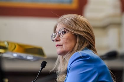 Magario, este jueves, al encabezar la sesión en el Senado bonaerense