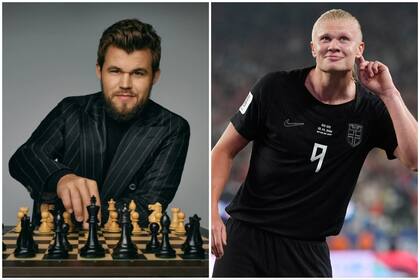 Magnus Carlsen y Erling Haaland, dos iconos noruegos del deporte; uno desde el tablero, el otro sobre el césped