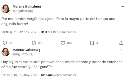Malena Guinzburg mostró su desconcierto en redes