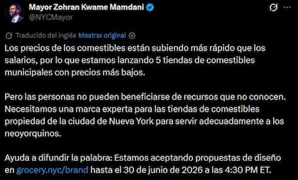 Mamdani alentó a los diseñadores profesionales a enviar sus propuestas de branding para NYC Groceries