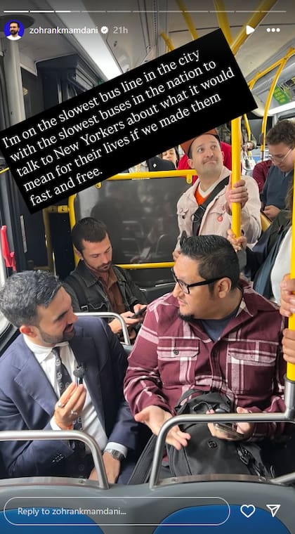 Mamdani mostró en sus redes sociales su viaje en el M57 para reforzar uno de sus objetivos de campaña en relación con el transporte público